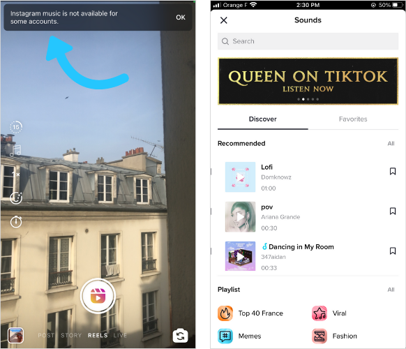 Instagram Reels – Liệu có đủ tầm trở thành đối thủ của TikTok?-Tính năng sử dụng âm thanh của Reels