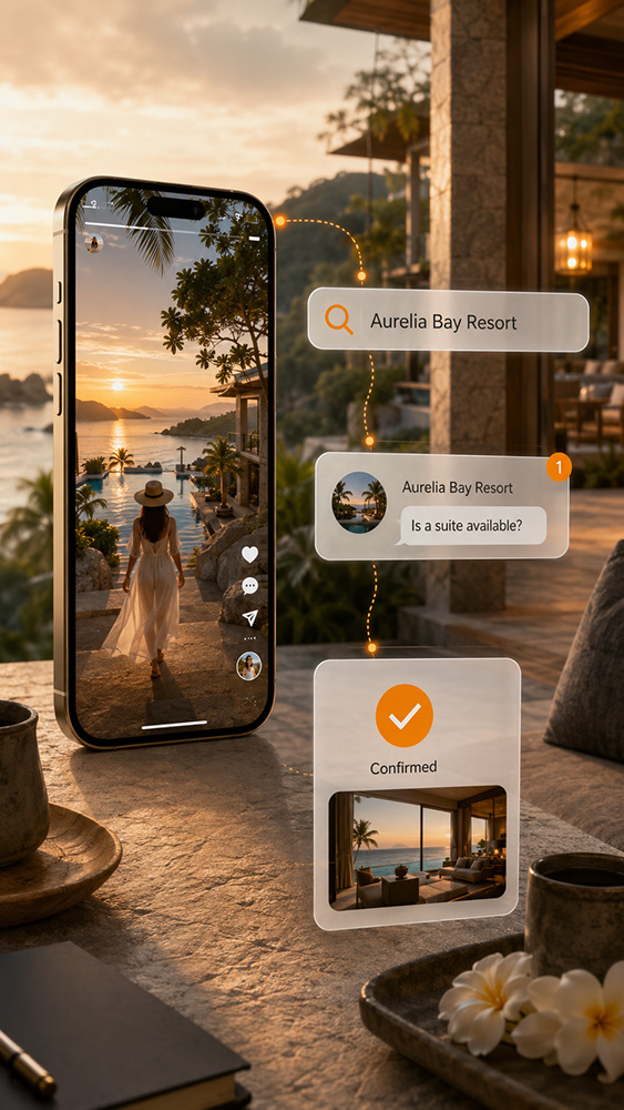 Funnel connecting creator discovery brand search qualified inquiry and hospitality booking
